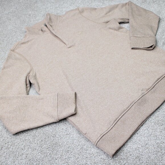 Travis Mathew Sweatshirt Mens Small Beige Hideaway 1/4 Zip Golf L/S Pullover - Picture 6 of 16